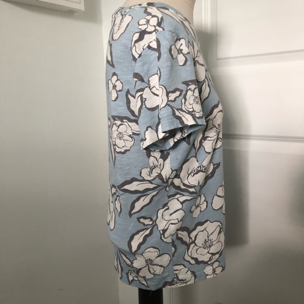 Sanctuary Light Blue, Gray and White Floral Pocket Tee - Picture 4 of 6